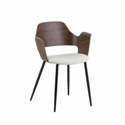 Chaise<Made in Meubles Chaise en bois foncé et tissu écru Florence (lot de 2)