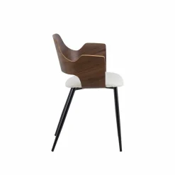 Chaise<Made in Meubles Chaise en bois foncé et tissu écru Florence (lot de 2)