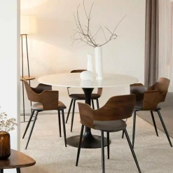 Chaise<Made in Meubles Chaise en bois foncé et velours gris Florence (lot de 2)