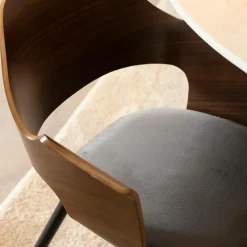 Chaise<Made in Meubles Chaise en bois foncé et velours gris Florence (lot de 2)