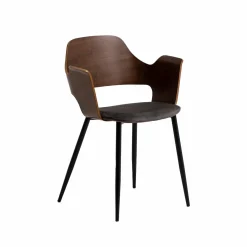 Chaise<Made in Meubles Chaise en bois foncé et velours gris Florence (lot de 2)