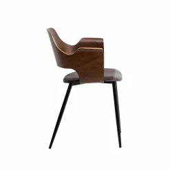 Chaise<Made in Meubles Chaise en bois foncé et velours gris Florence (lot de 2)