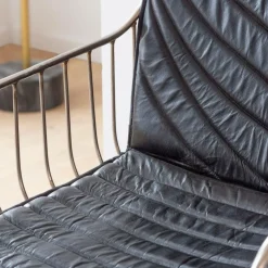 Chaise<Made in Meubles Chaise en cuir et métal noir Heidi