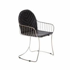 Chaise<Made in Meubles Chaise en cuir et métal noir Heidi