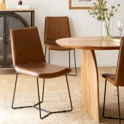 Chaise<Made in Meubles Chaise en cuir marron clair Lilou (lot de 2)