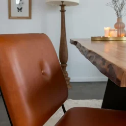 Chaise<Made in Meubles Chaise en cuir marron et métal noir Arthur (lot de 2)