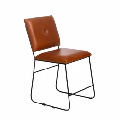 Chaise<Made in Meubles Chaise en cuir marron et métal noir Arthur (lot de 2)