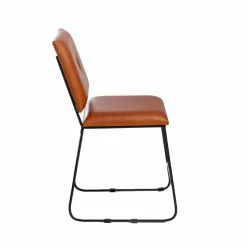 Chaise<Made in Meubles Chaise en cuir marron et métal noir Arthur (lot de 2)