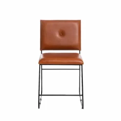 Chaise<Made in Meubles Chaise en cuir marron et métal noir Arthur (lot de 2)