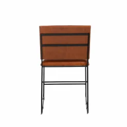 Chaise<Made in Meubles Chaise en cuir marron et métal noir Arthur (lot de 2)