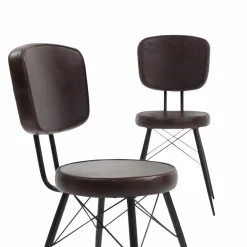 Chaise<Made in Meubles Chaise en cuir marron foncé Pharell (lot de 2)