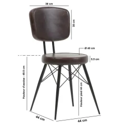 Chaise<Made in Meubles Chaise en cuir marron foncé Pharell (lot de 2)