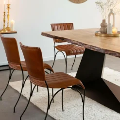 Chaise<Made in Meubles Chaise en cuir marron Nuria (lot de 2)