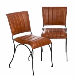 Chaise<Made in Meubles Chaise en cuir marron Nuria (lot de 2)