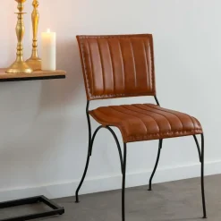 Chaise<Made in Meubles Chaise en cuir marron Nuria (lot de 2)