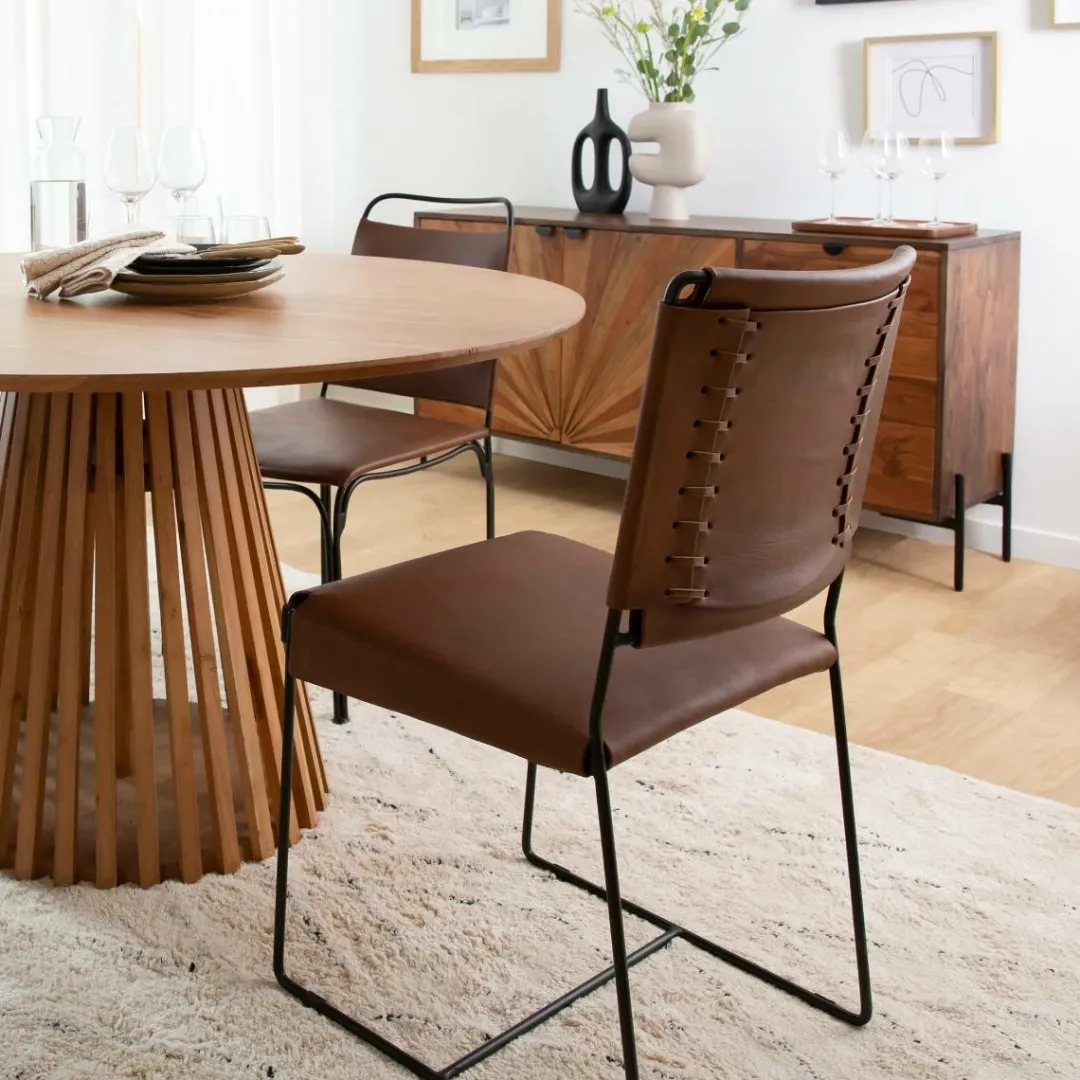 Chaise<Made in Meubles Chaise en cuir marron Valéria (lot de 2)