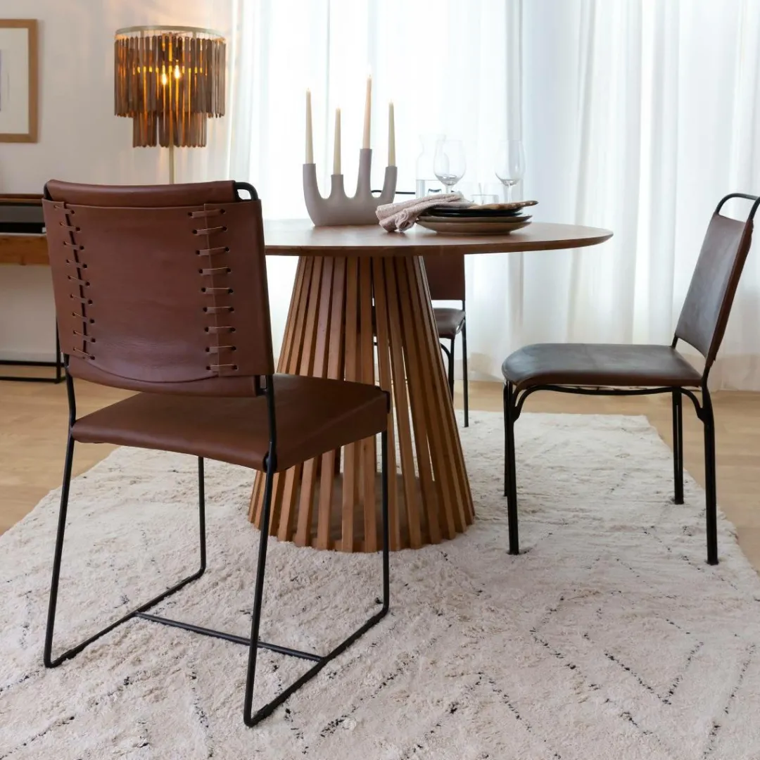 Chaise<Made in Meubles Chaise en cuir marron Valéria (lot de 2)