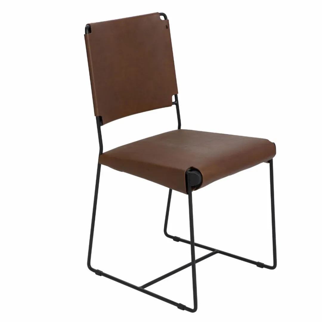 Chaise<Made in Meubles Chaise en cuir marron Valéria (lot de 2)