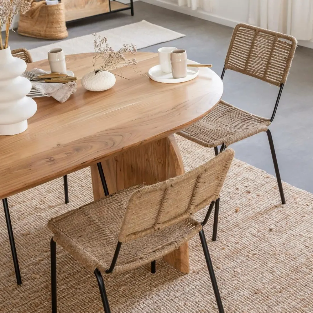 Chaise<Made in Meubles Chaise en métal et corde beige Emilia (lot de 2)