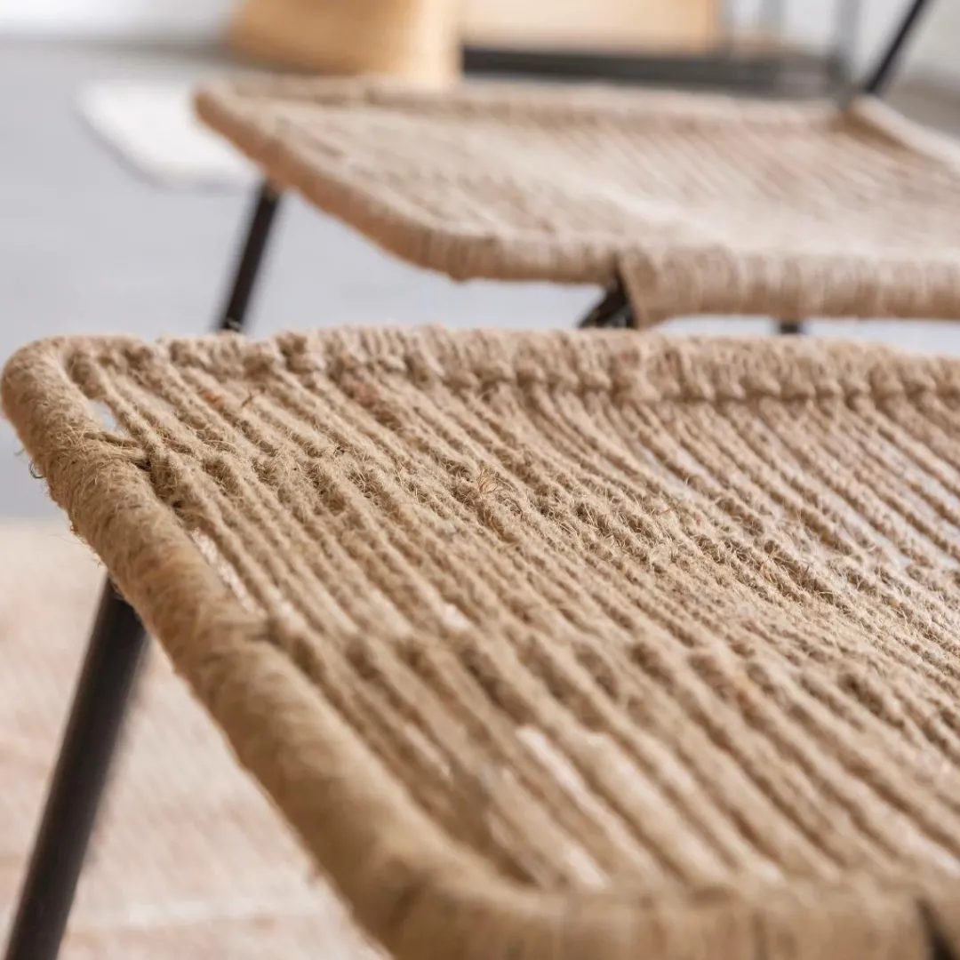 Chaise<Made in Meubles Chaise en métal et corde beige Emilia (lot de 2)