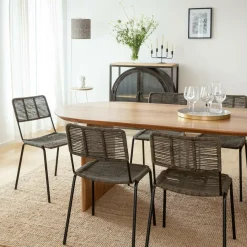 Chaise<Made in Meubles Chaise en métal et corde grise Emilia (lot de 2)