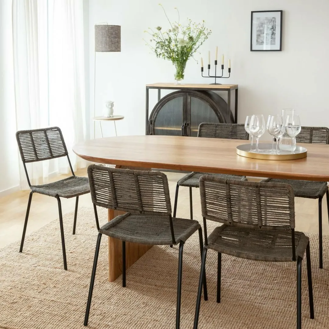 Chaise<Made in Meubles Chaise en métal et corde grise Emilia (lot de 2)