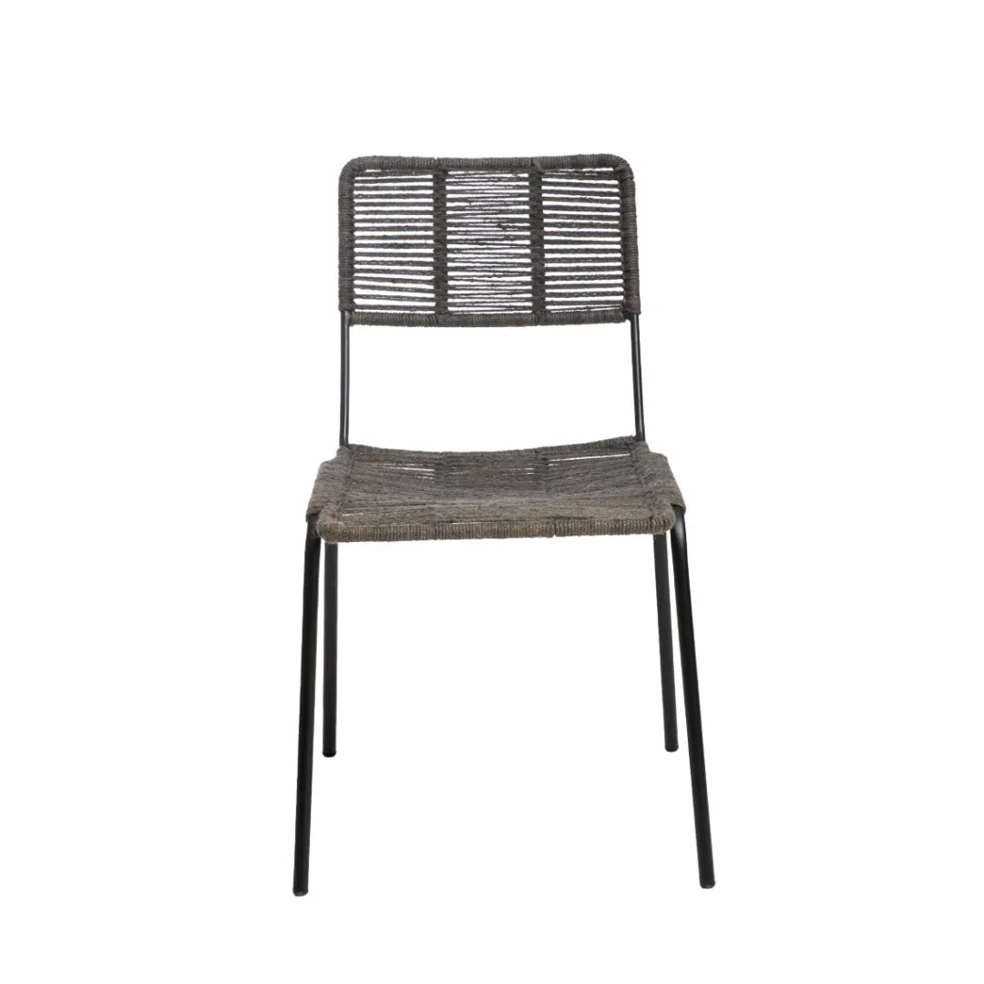 Chaise<Made in Meubles Chaise en métal et corde grise Emilia (lot de 2)