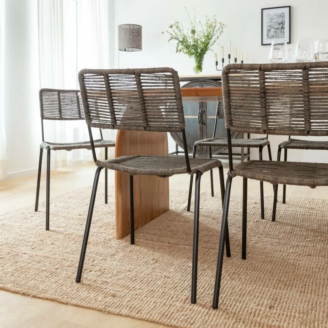 Chaise<Made in Meubles Chaise en métal et corde grise Emilia (lot de 2)