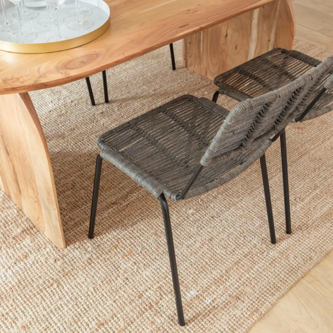 Chaise<Made in Meubles Chaise en métal et corde grise Emilia (lot de 2)