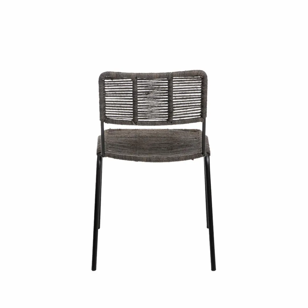 Chaise<Made in Meubles Chaise en métal et corde grise Emilia (lot de 2)