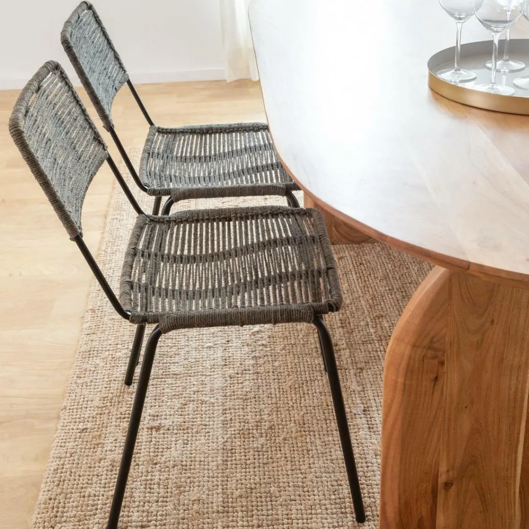 Chaise<Made in Meubles Chaise en métal et corde grise Emilia (lot de 2)