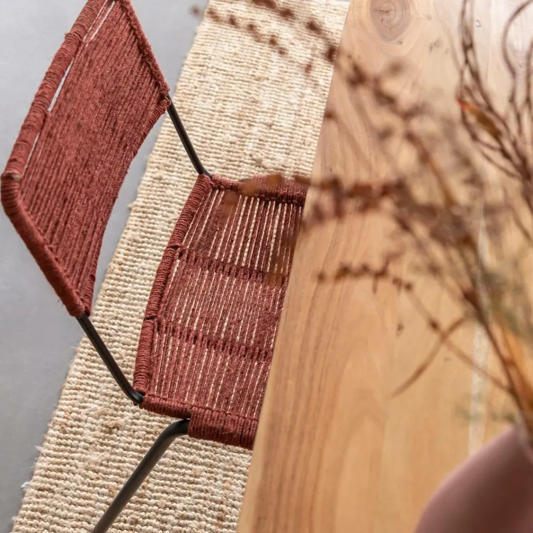 Chaise<Made in Meubles Chaise en métal et corde rouge Emilia (lot de 2)