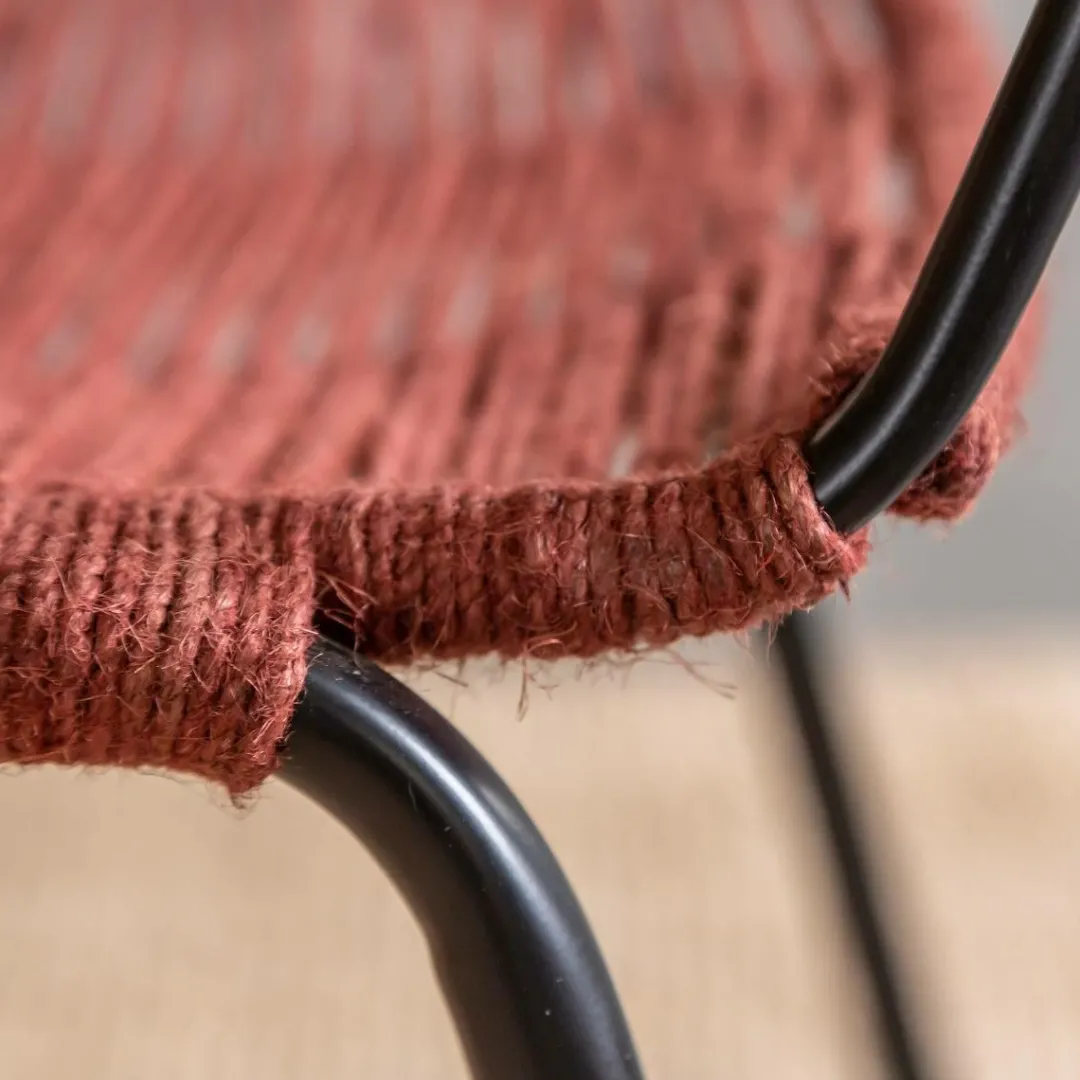 Chaise<Made in Meubles Chaise en métal et corde rouge Emilia (lot de 2)