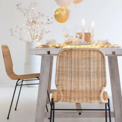 Chaise<Made in Meubles Chaise en métal et rotin Minal (lot de 2)