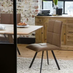 Chaise<Made in Meubles Chaise en polyester marron Nino (lot de 2)