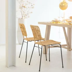 Chaise<Made in Meubles Chaise en rotin et en métal Sélina (lot de 2)