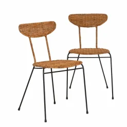 Chaise<Made in Meubles Chaise en rotin et en métal Leila (lot de 2)