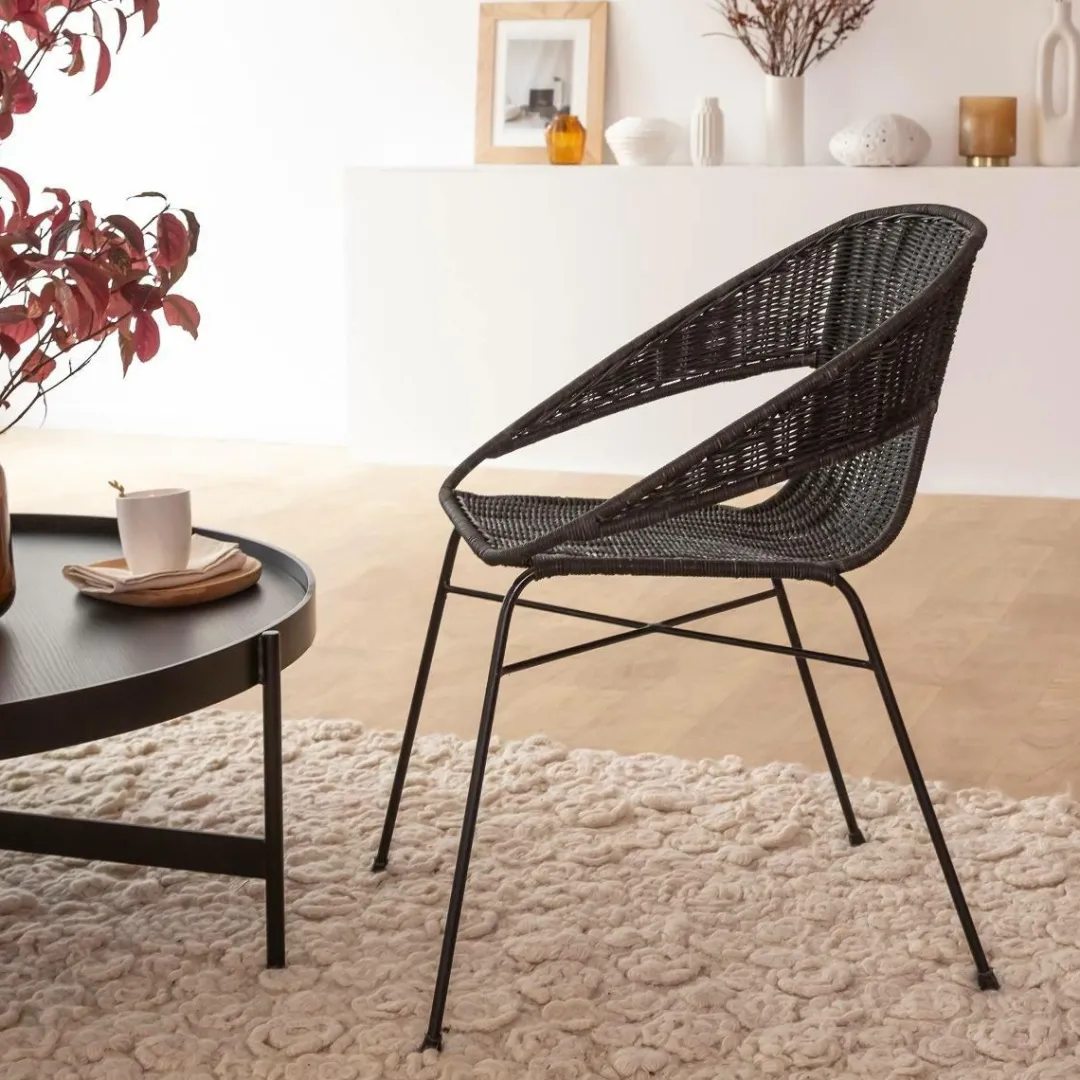 Chaise<Made in Meubles Chaise en rotin et en métal Aurélien