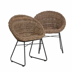 Chaise<Made in Meubles Chaise en rotin et métal Amael (lot de 2)