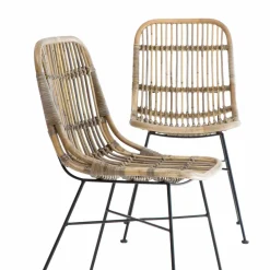Chaise<Made in Meubles Chaise en rotin et métal Rattan (lot de 2)