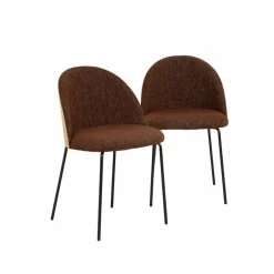 Chaise<Made in Meubles Chaise en tissu acajou et bois clair Nyssa (lot de 2)