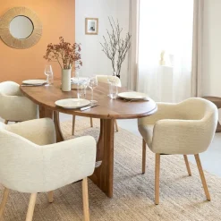 Chaise<Made in Meubles Chaise en tissu beige Solène (lot de 2)