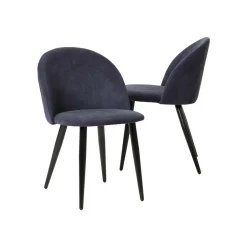 Chaise<Made in Meubles Chaise en tissu bleu marine et métal Jasmine (lot de 2)