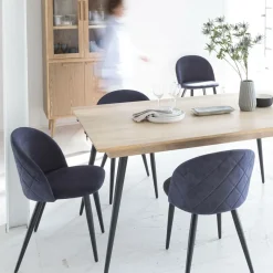 Chaise<Made in Meubles Chaise en tissu bleu marine et métal Jasmine (lot de 2)