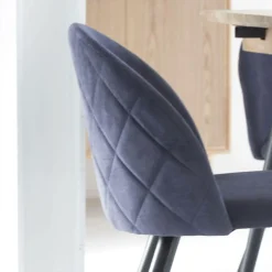 Chaise<Made in Meubles Chaise en tissu bleu marine et métal Jasmine (lot de 2)