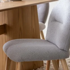 Chaise<Made in Meubles Chaise en tissu bouclette grise Ayse (lot de 2)