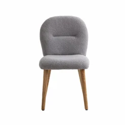 Chaise<Made in Meubles Chaise en tissu bouclette grise Ayse (lot de 2)