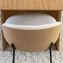 Chaise<Made in Meubles Chaise en tissu bouclette écru clair et métal Nyssa (lot de 2)