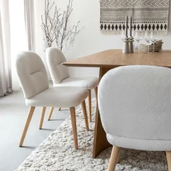 Chaise<Made in Meubles Chaise en tissu bouclette blanche Ayse (lot de 2)