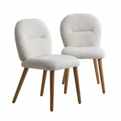 Chaise<Made in Meubles Chaise en tissu bouclette blanche Ayse (lot de 2)